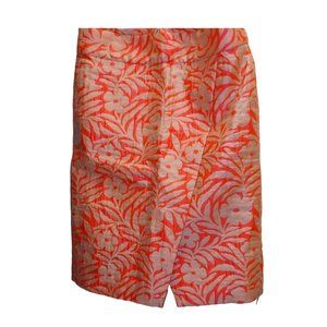 BRIGHT ORANGE AND BEIGED J. CREW SKIRT WITH FRONT FLAP SLIT